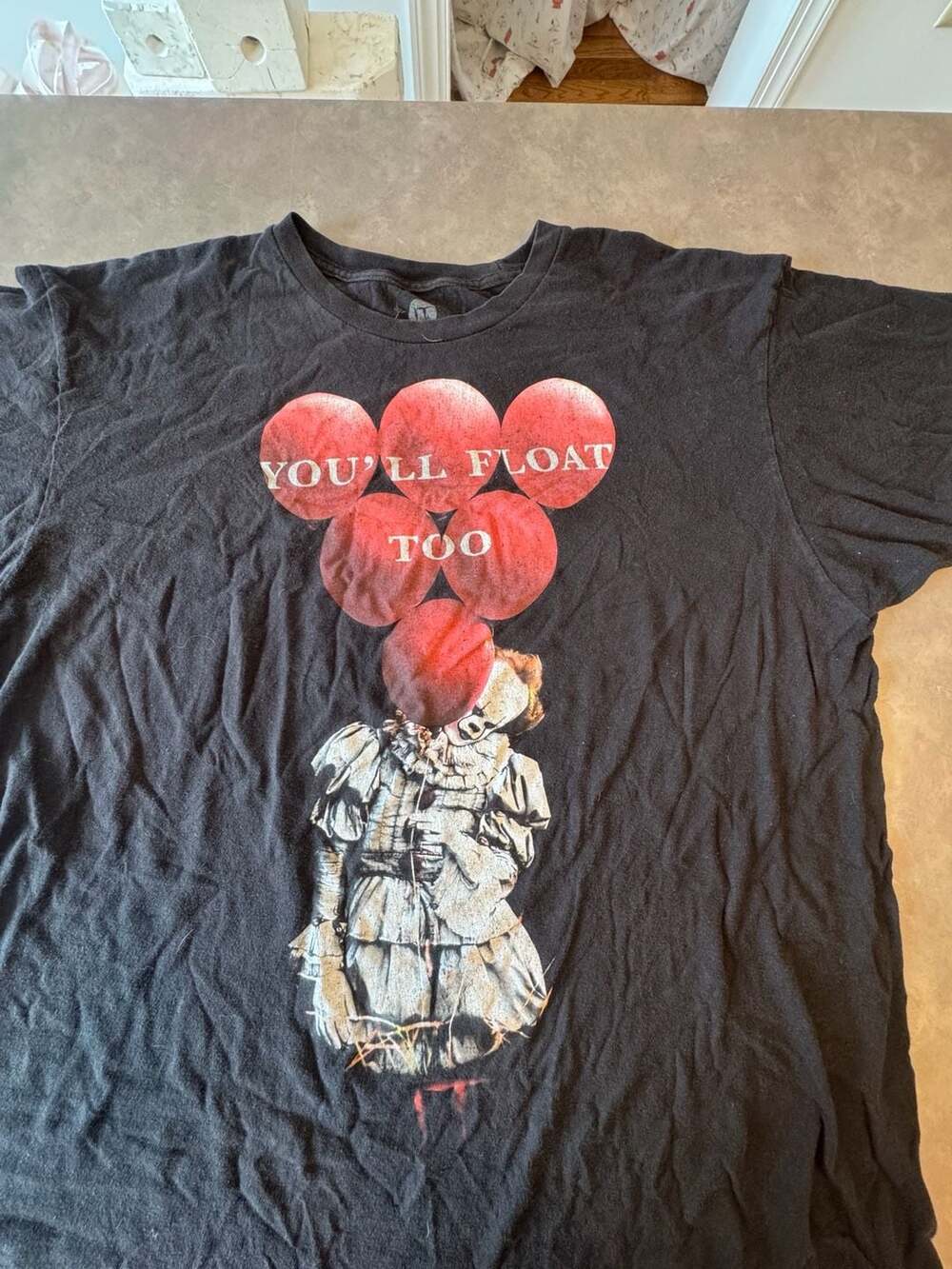 IT Pennywise You'll Float Too Black Graphic T-Shirt